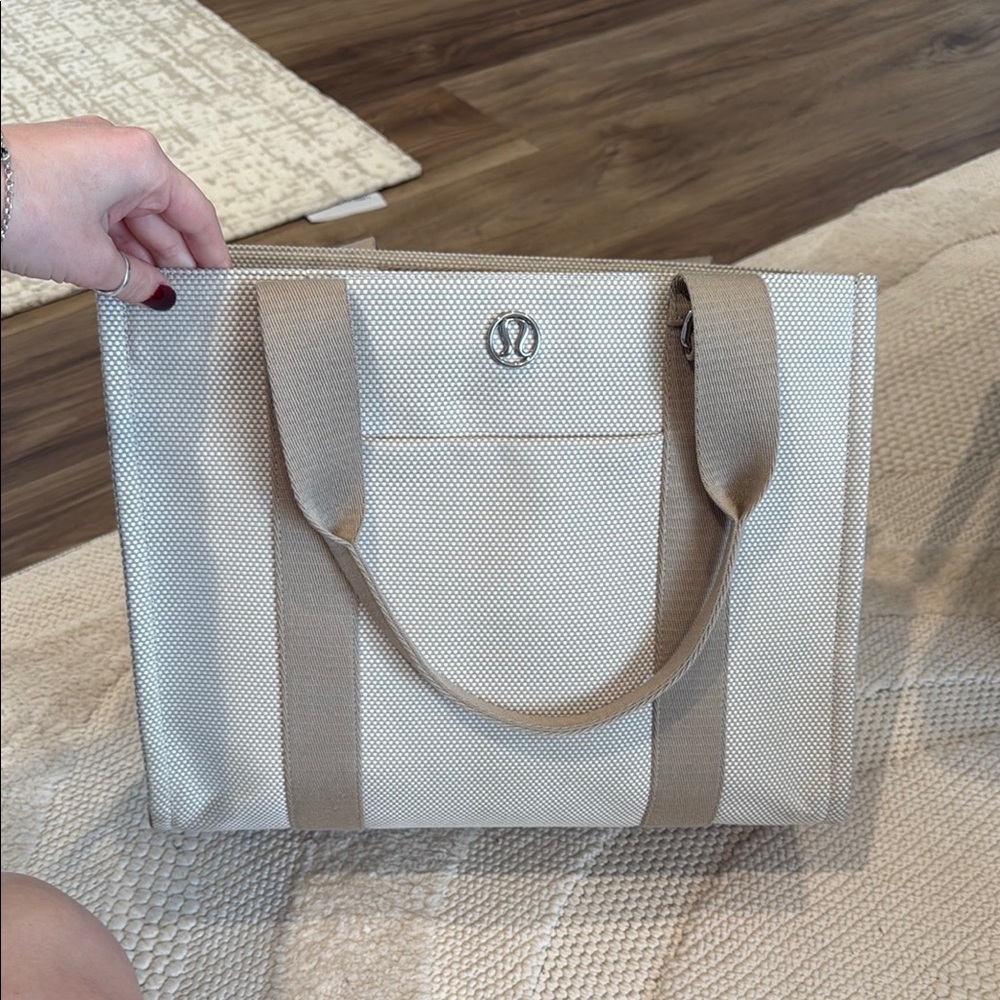 lululemon athletica Cream and Tan Tote Bag
